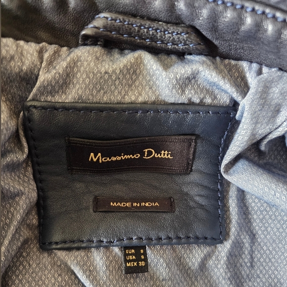 Massimo Dutti Leather Biker Style Jacket. Size S - Picture 10 of 11
